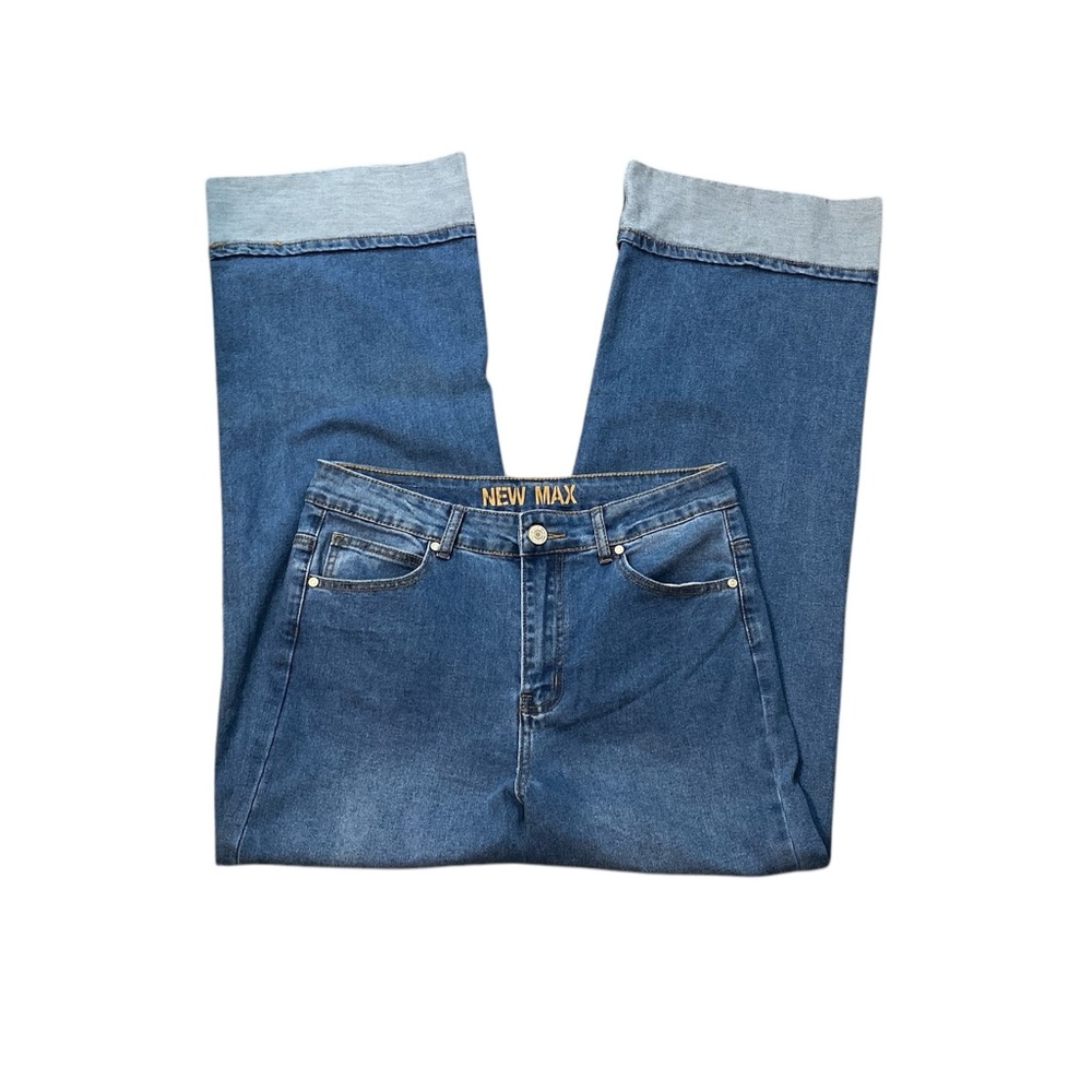 New Max Women’s Wide Leg Baggy Jeans Size 10 High Rise Cuffed Hem Blue Jeans 90s - Picture 7 of 15